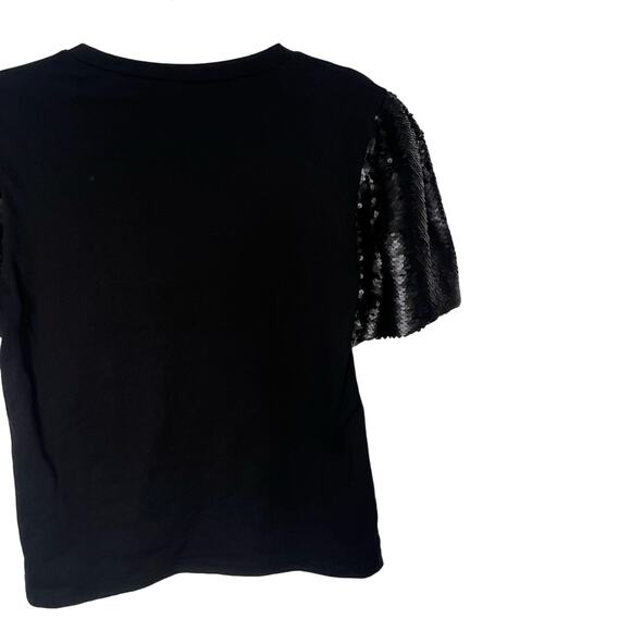 STRUT & BOLT Sequin Sleeve Crew Neck Top Embellished Stretch Black Size Medium - Picture 6 of 6